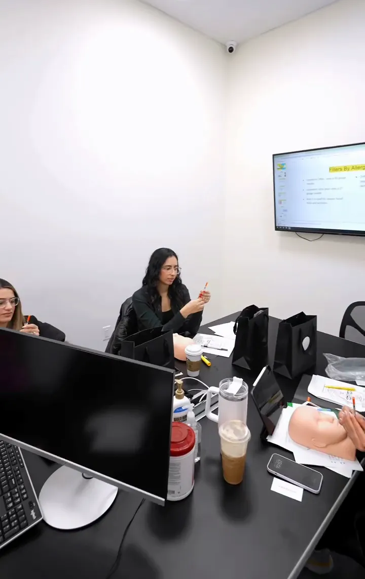 Trainee practising injection technique in the Contour training room
